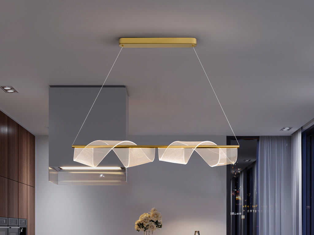 Висяща LED лампа Velas в матово злато – детайлен изглед