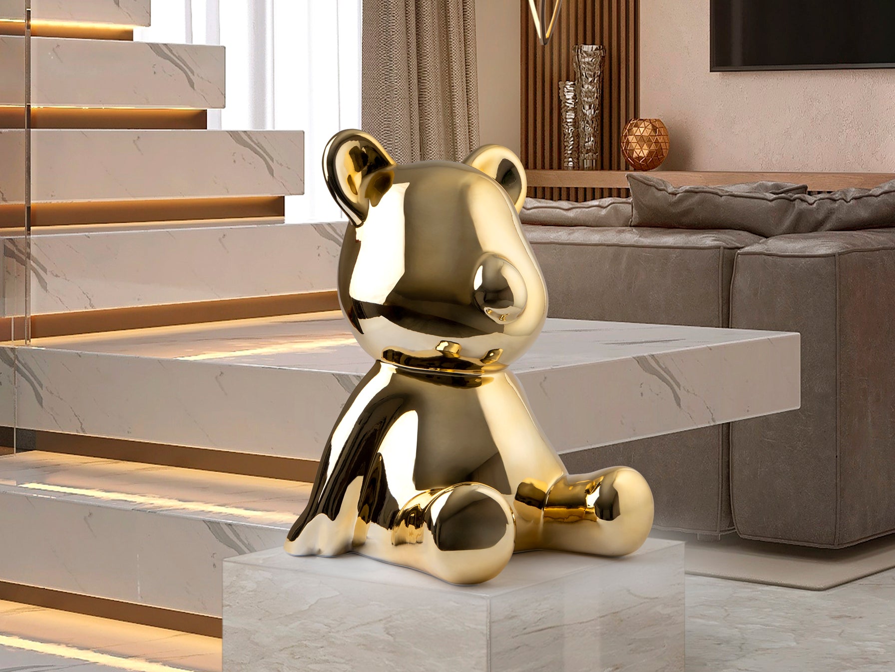 Декоративна фигура Osito (мече) в металик злато – детайлен изглед