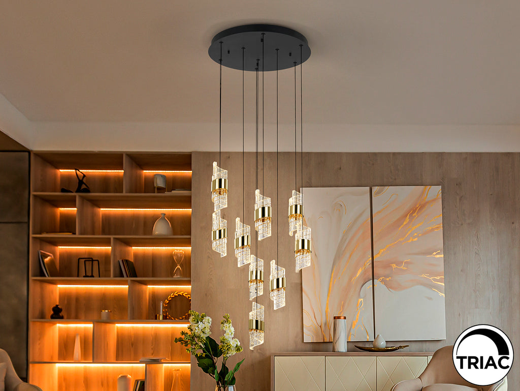 Висяща LED лампа Iliada 9L с 9 спираловидни абажура – детайлен изглед