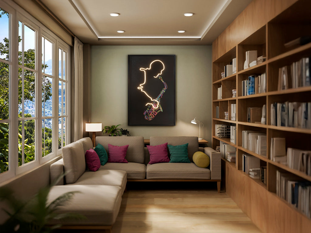 LED картина Saxofón с музикант със саксофон