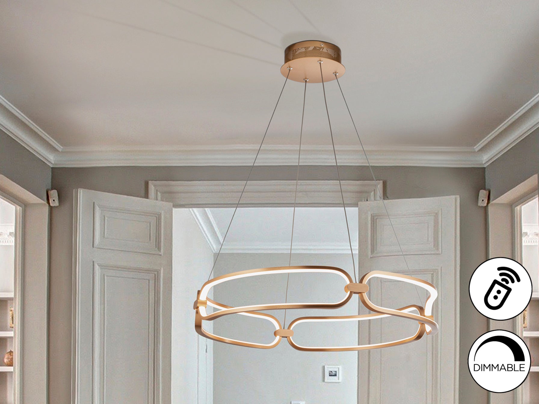 Висяща LED лампа Colette Gold Leader в розово злато – детайлен изглед