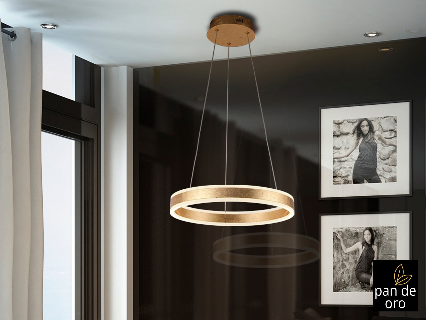 Висяща LED лампа Helia Day в златен лист – детайлен изглед