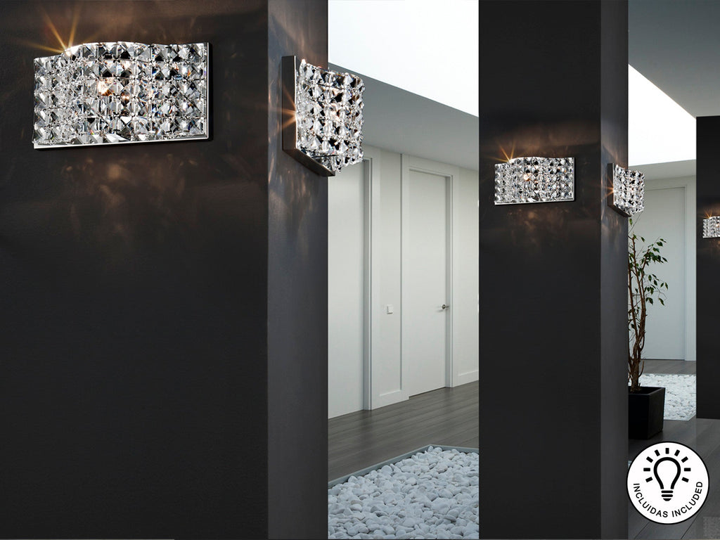 Стенна лампа Onda с фасетирани кристали K9