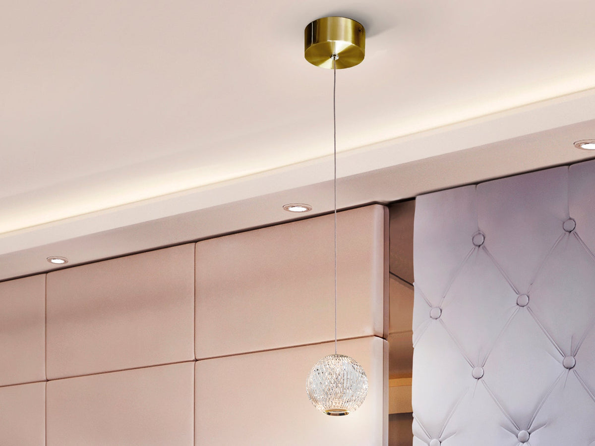 Висяща LED лампа Austral 1L в злато с акрилна сфера
