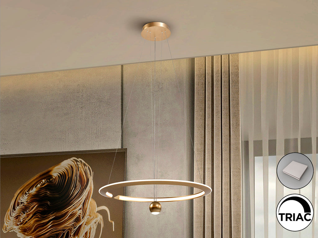 Висяща LED лампа Orane в анодирано златисто