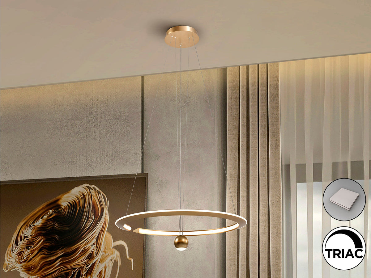 Висяща LED лампа Orane в анодирано златисто