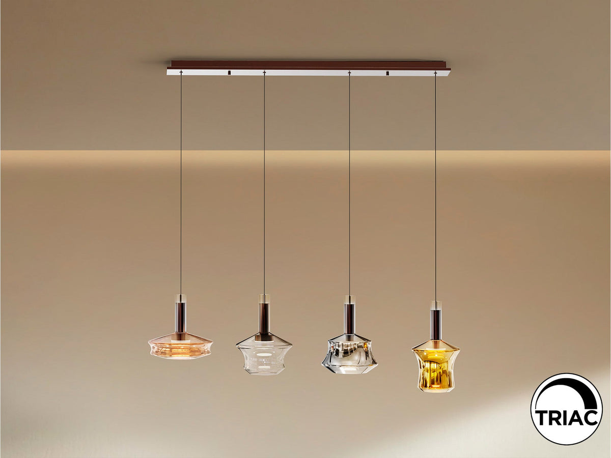 Висяща LED лампа Charlize II 4L в тъмен бронз с 4 абажура