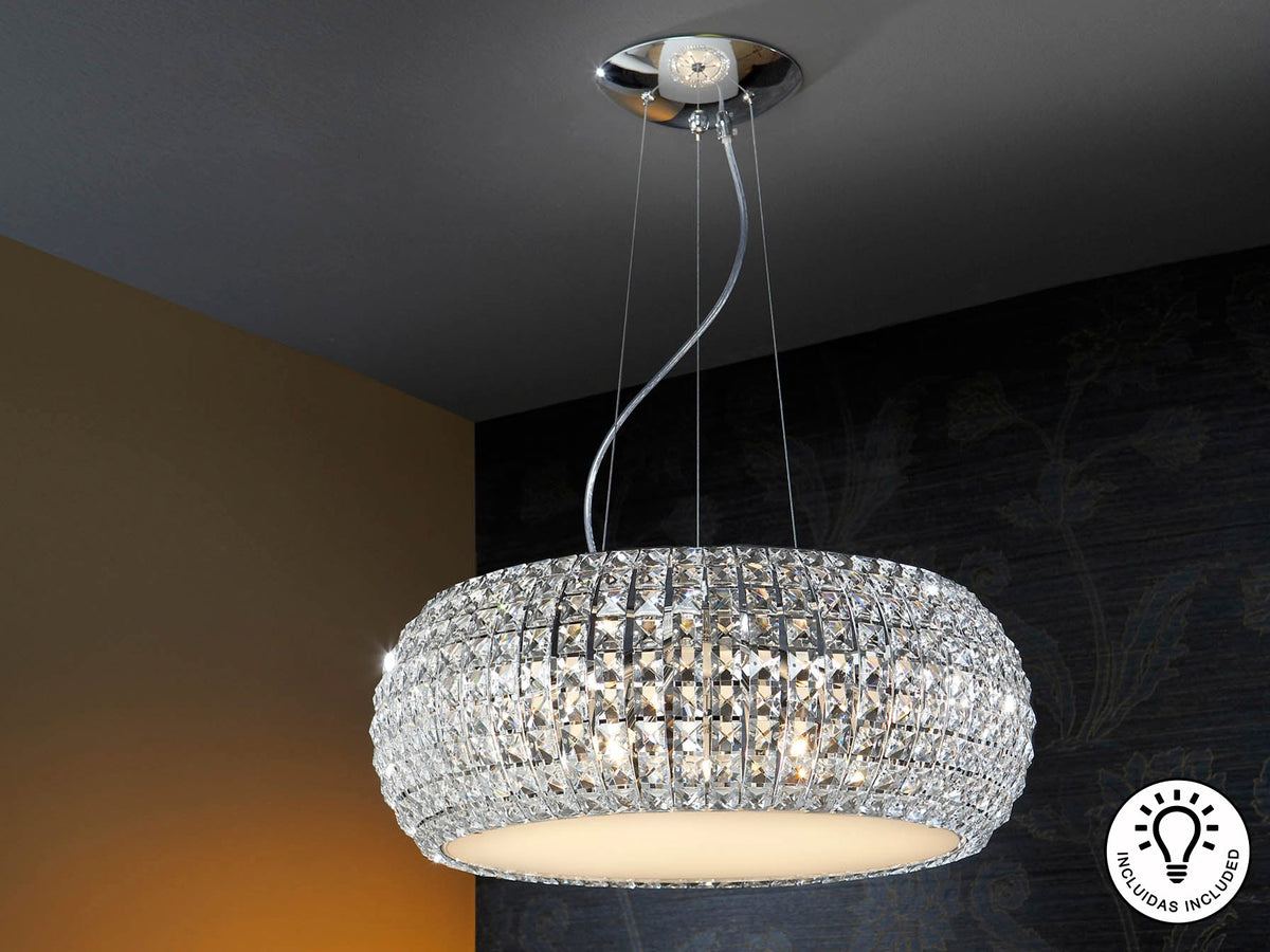 Пендел Diamond 9L в хром с квадратни прозрачни кристали