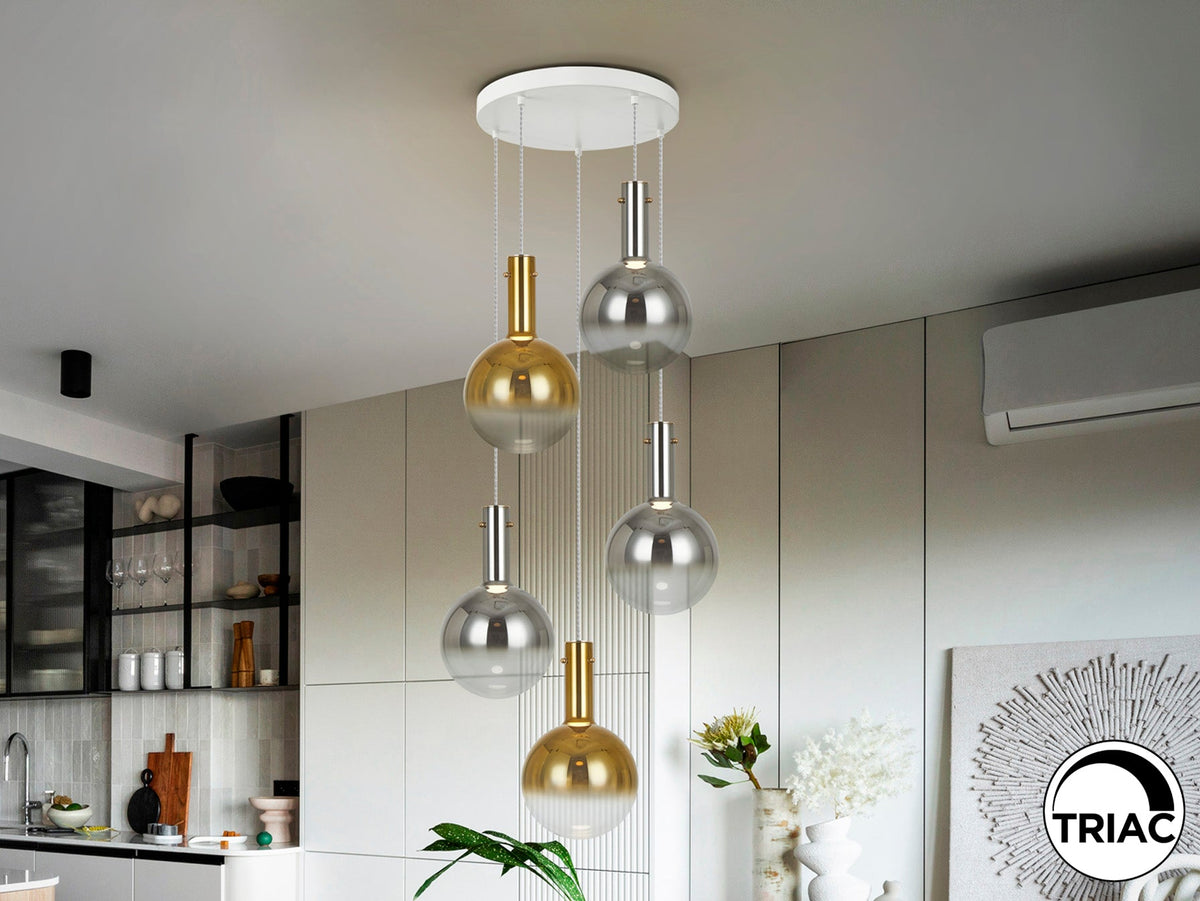 Висяща LED лампа Matices 5L с 5 стъклени абажура
